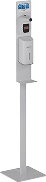 Stand con termómetro + dosificador automático en gel desinfectante blanco de Genebre